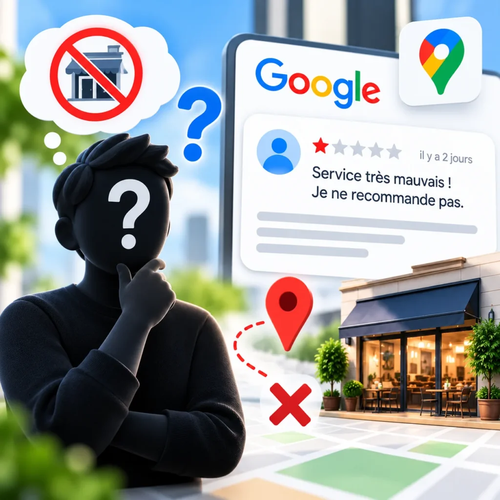 Avis Google laissé par une personne qui semble n’avoir jamais visité l’établissement