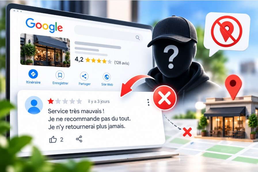 Avis Google laissé par une personne qui semble n’avoir jamais visité l’établissement